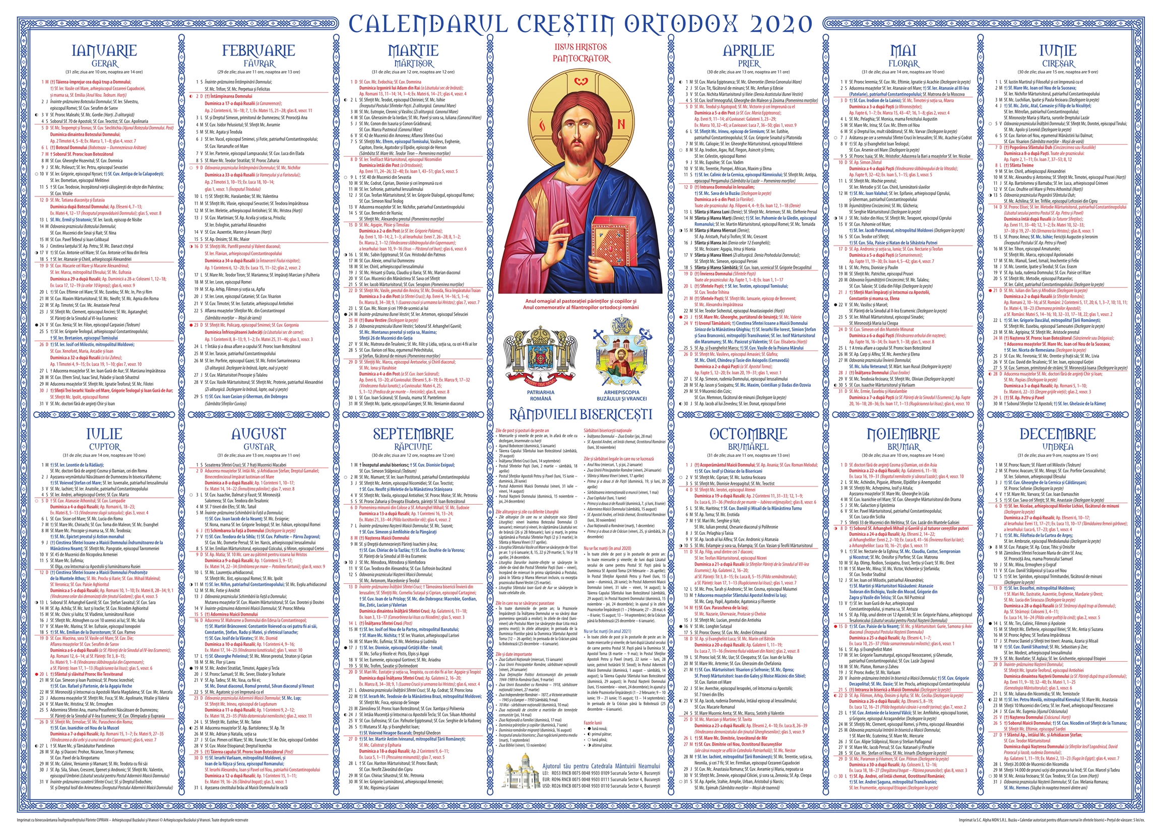 A apărut calendarul creștin ortodox pentru anul 2020 în ...